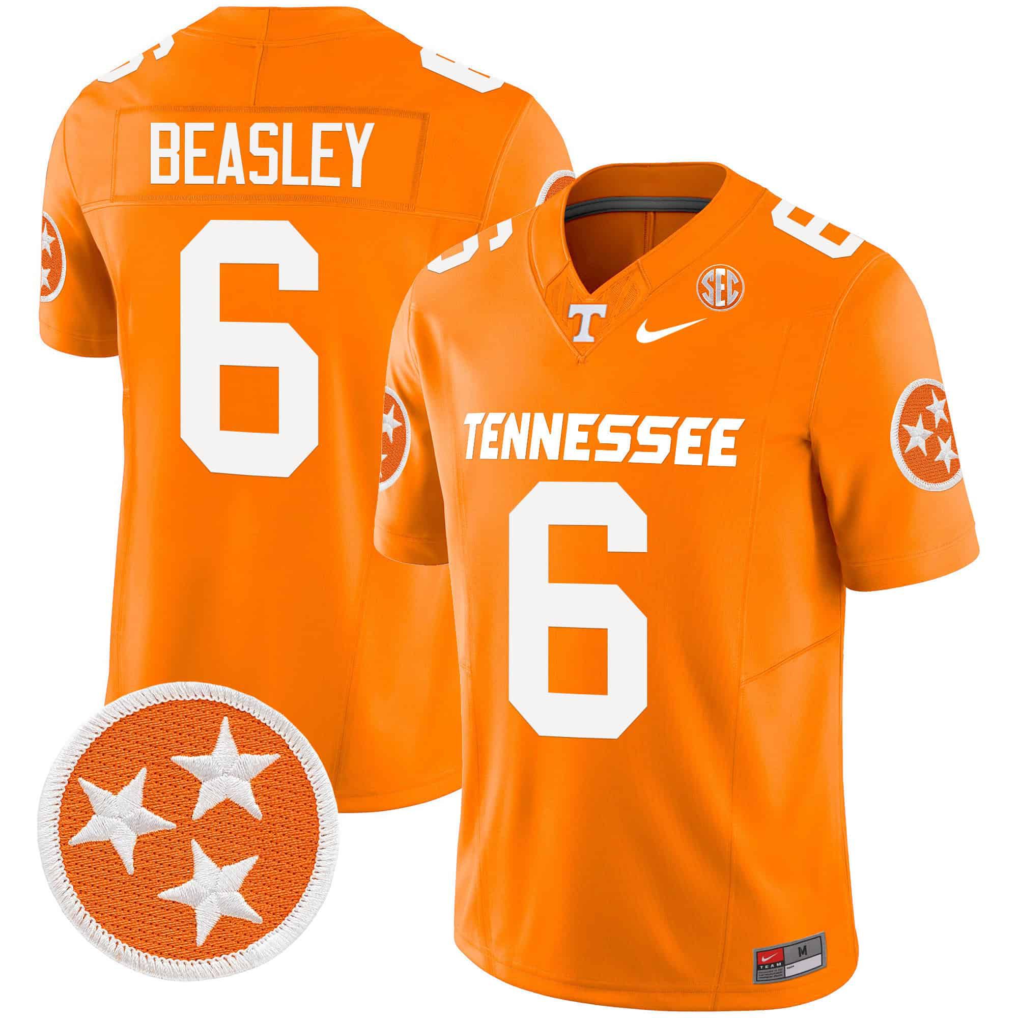 Men Tennessee Volunteers #6 Beasley Orange 2024 Nike Vapor Limited NCAA Jersey